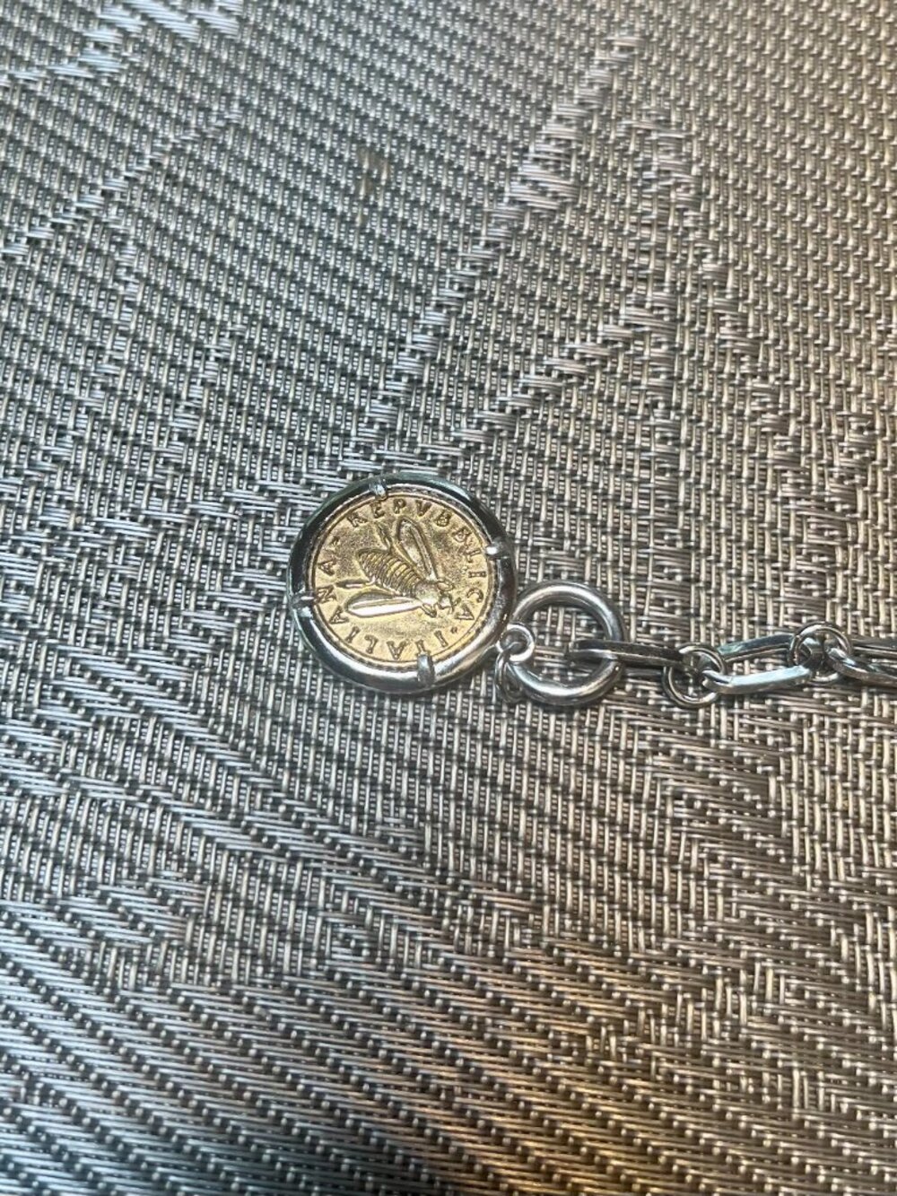 Ross-Simons Italian Bee Lira Coin Necklace Sterling Silver 20" - Picture 11 of 12